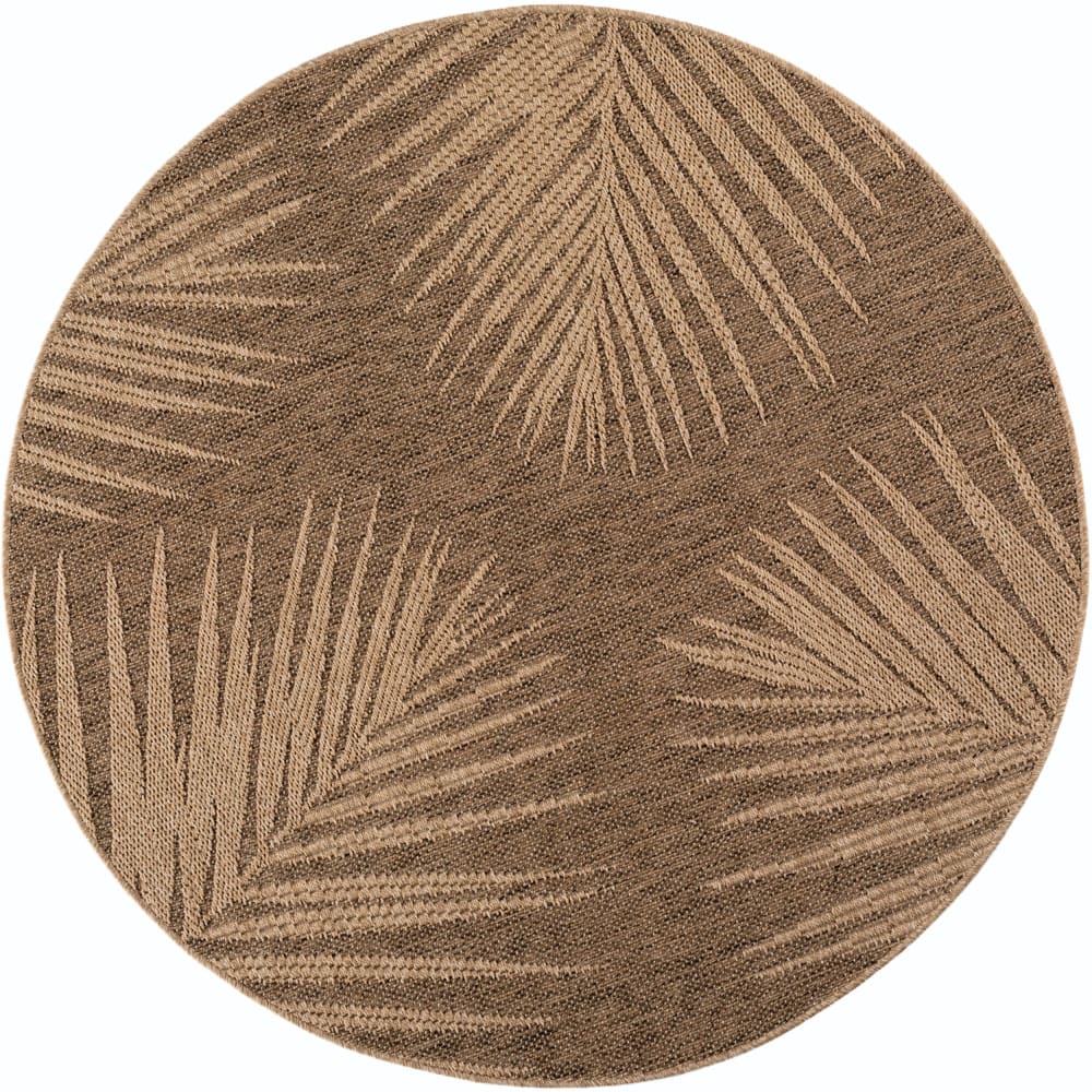 Tapis rond aspect jute à motifs palmier 120cm