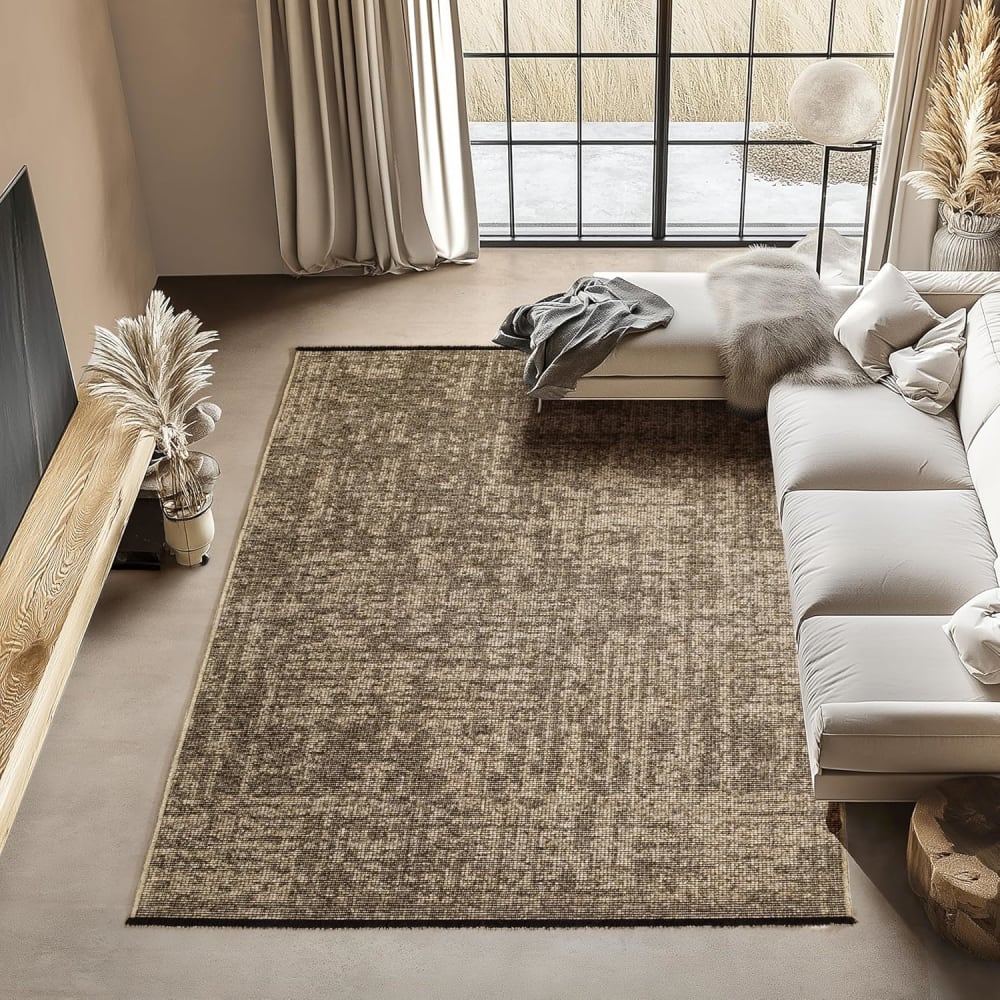 Tapis moderne tissage plat à franges - taupe 120x170cm — vue 3