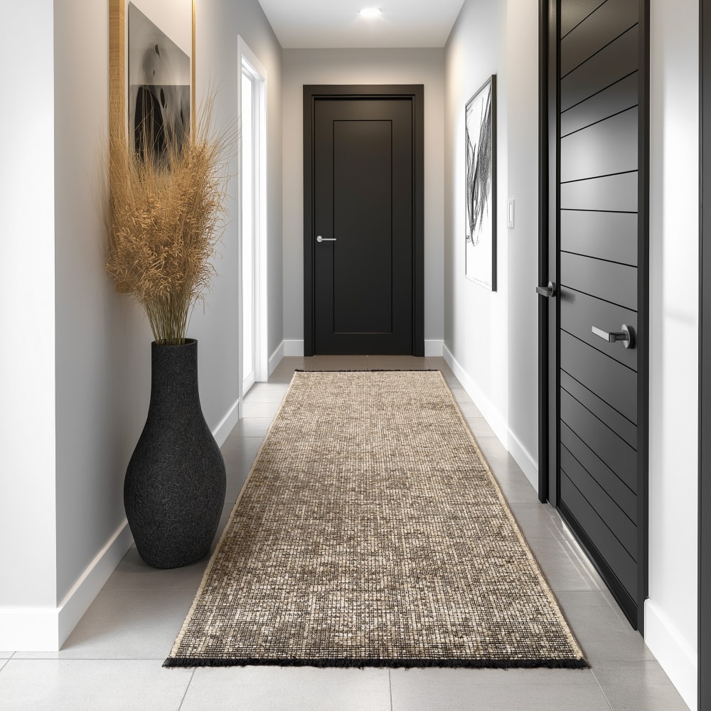 Tapis moderne tissage plat à franges - taupe 120x170cm — vue 4