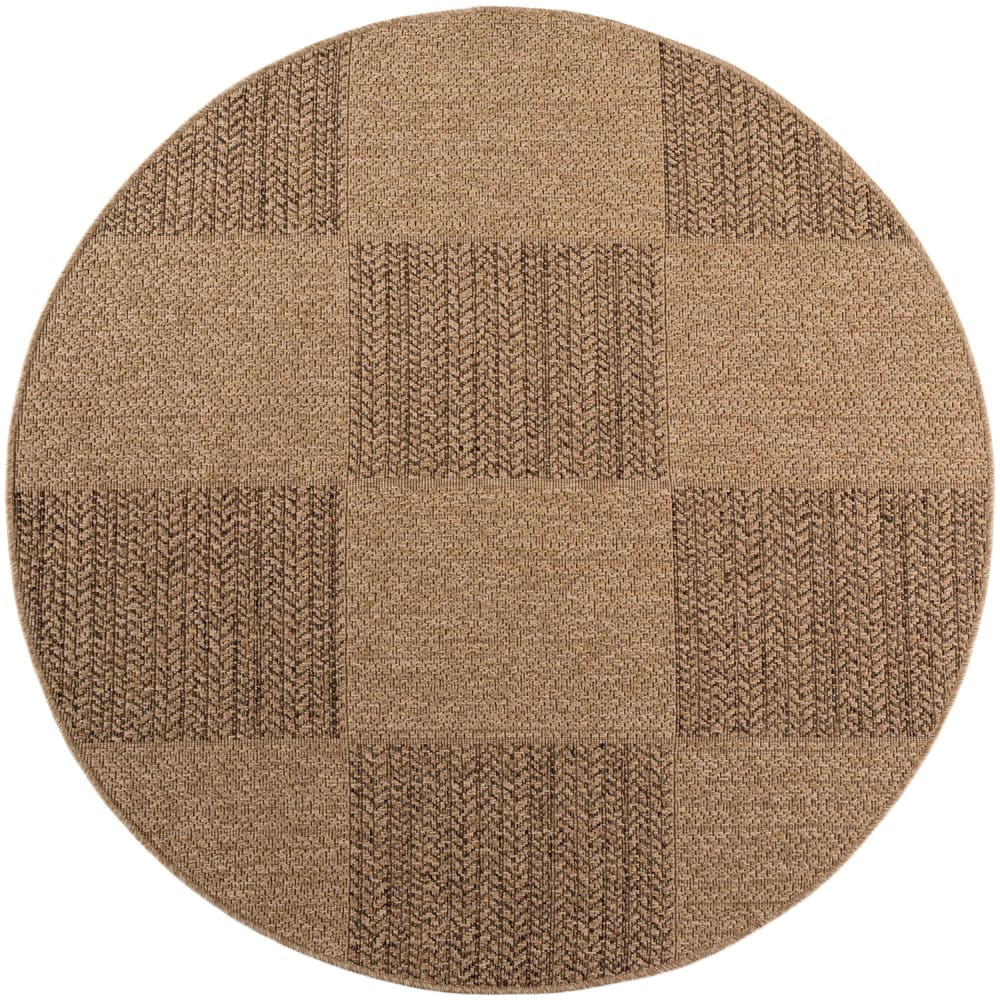 Tapis rond aspect jute à motifs carrés 120cm
