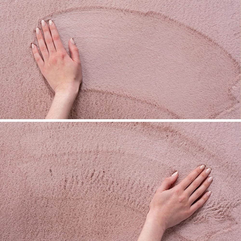 Tapis rond à poils doux lavable rose 80x80cm — vue 4