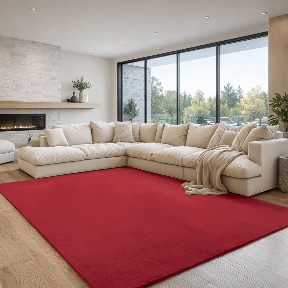 Tapis à poils doux lavable rouge 140x200cm — vue 3