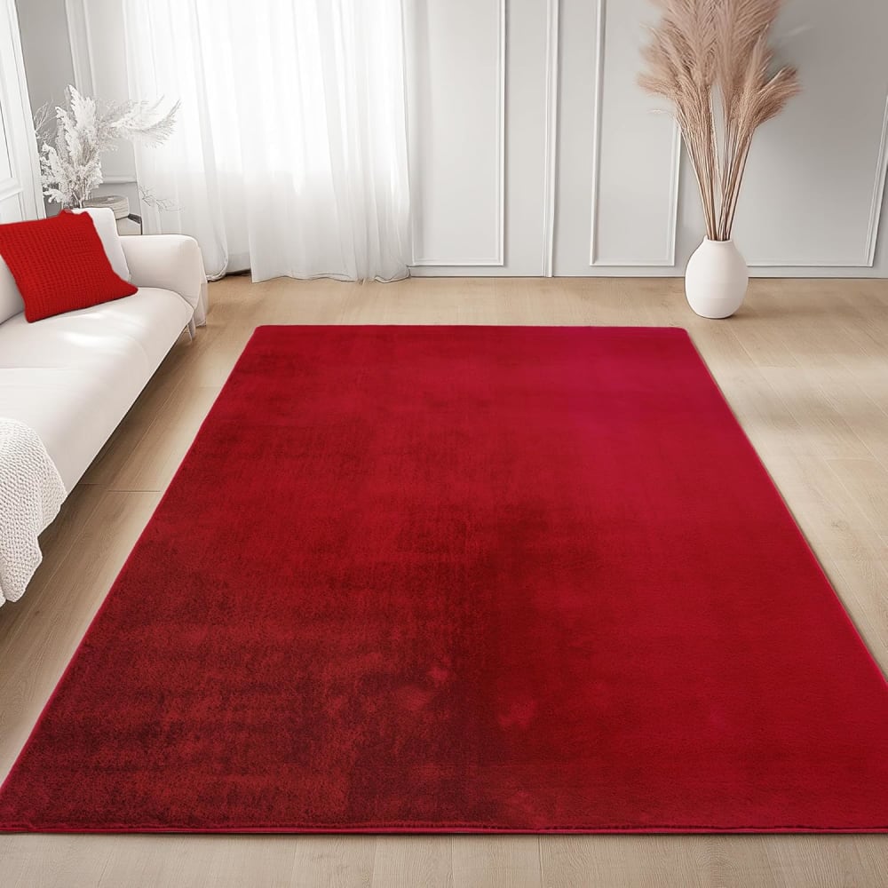 Tapis à poils doux lavable rouge 140x200cm — vue 4