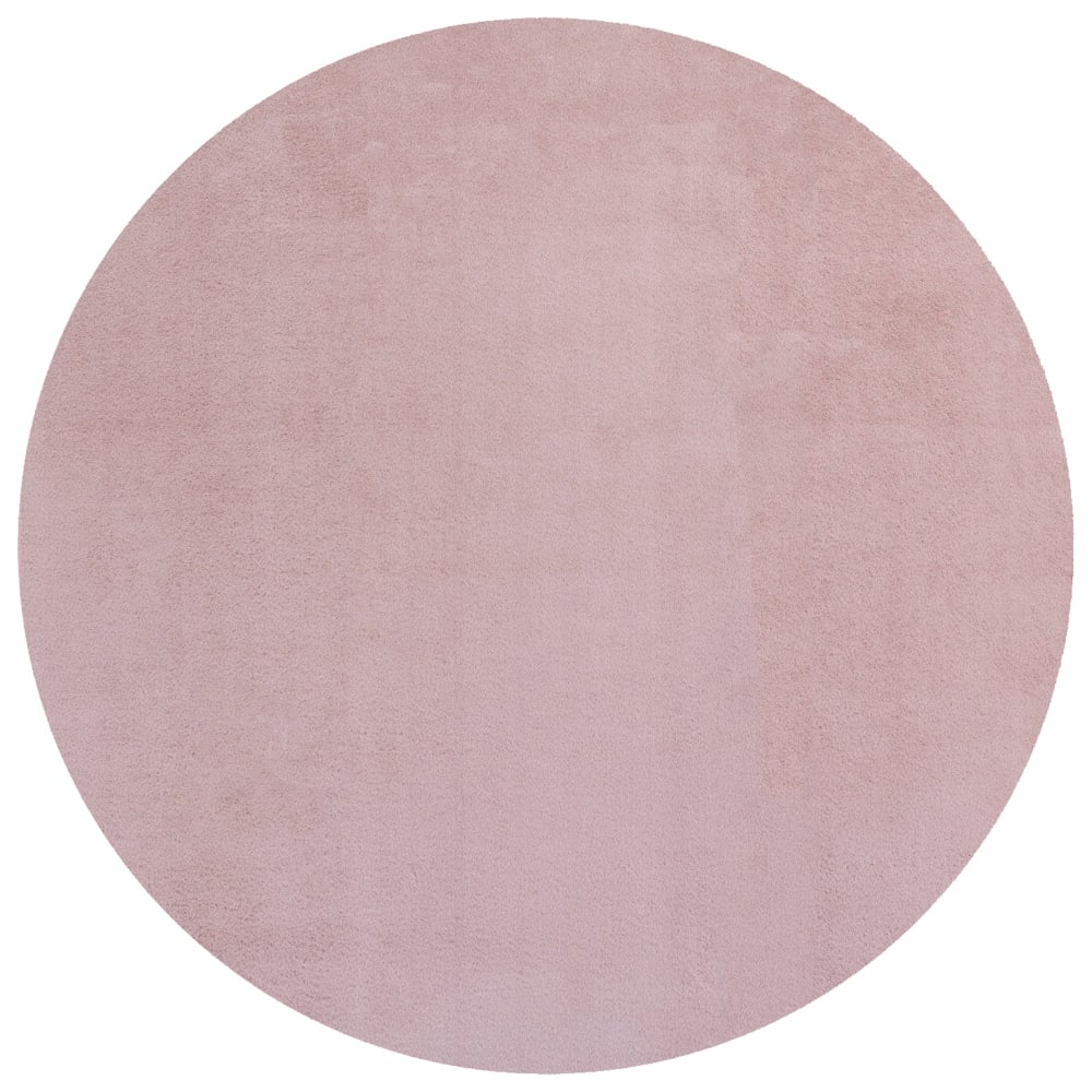 Tapis rond à poils doux - rose