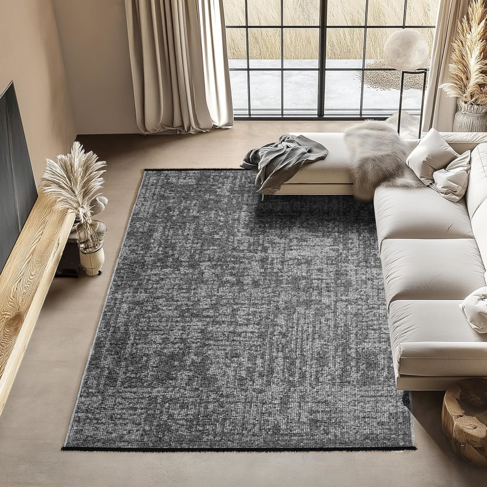 Tapis moderne tissage plat à franges - gris 120x170cm — vue 3