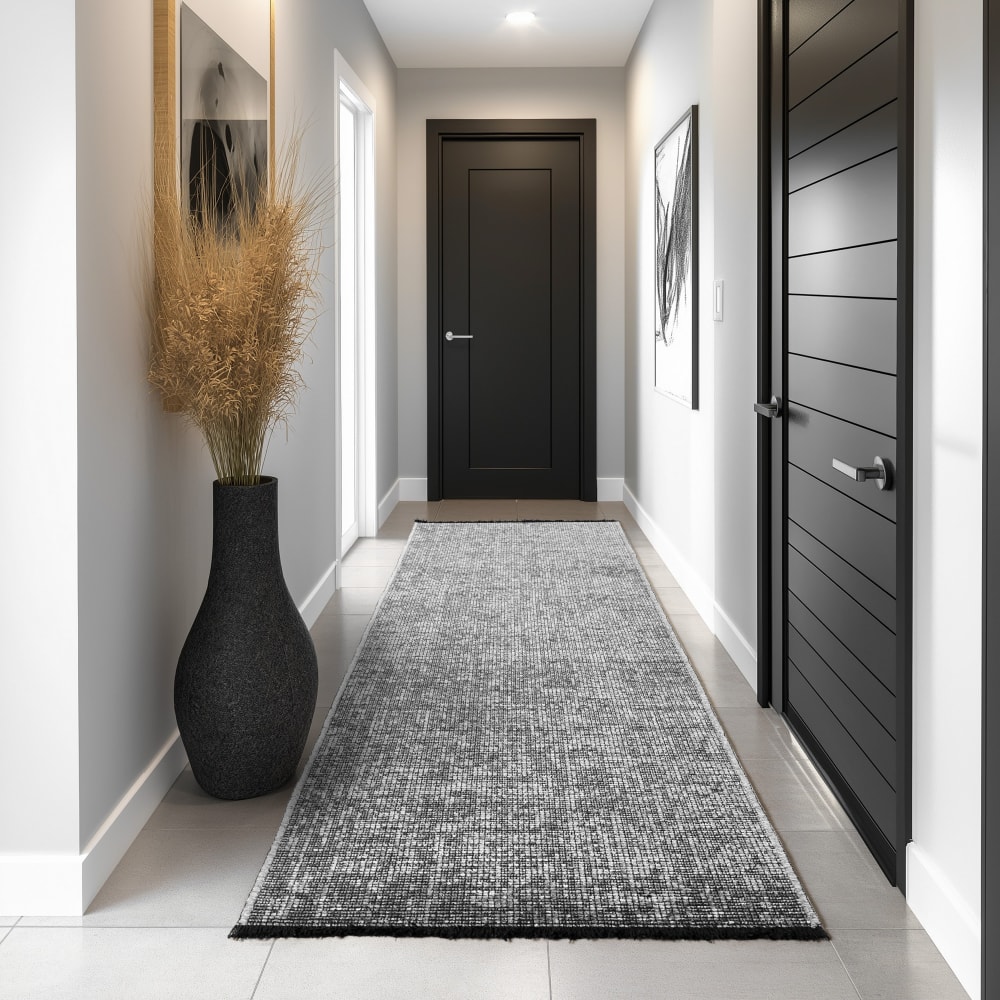 Tapis moderne tissage plat à franges - gris 120x170cm — vue 4
