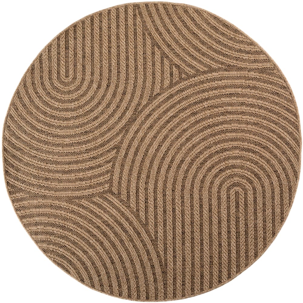 Tapis rond aspect jute à motifs arcs 120cm
