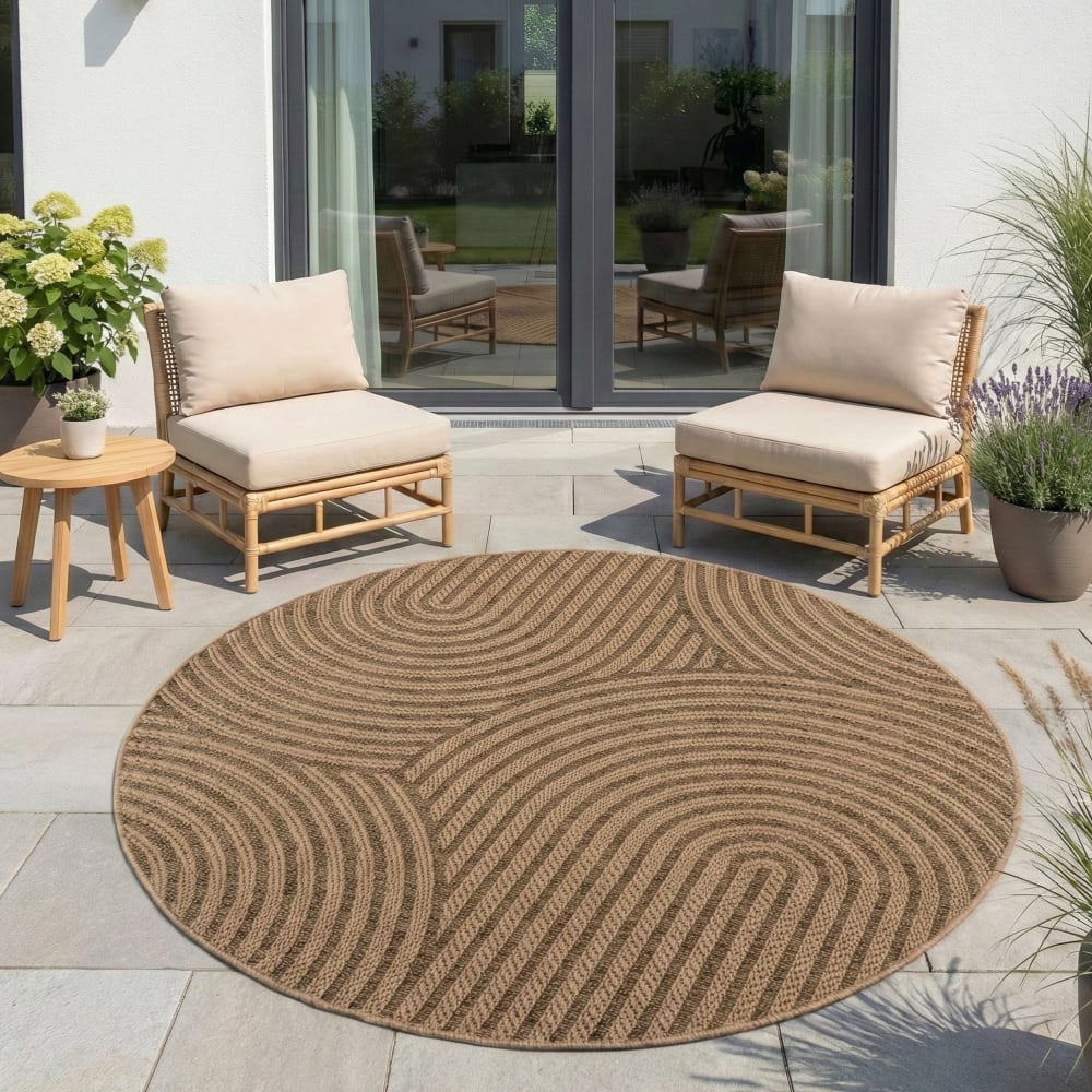 Tapis rond aspect jute à motifs arcs 120cm — vue 3