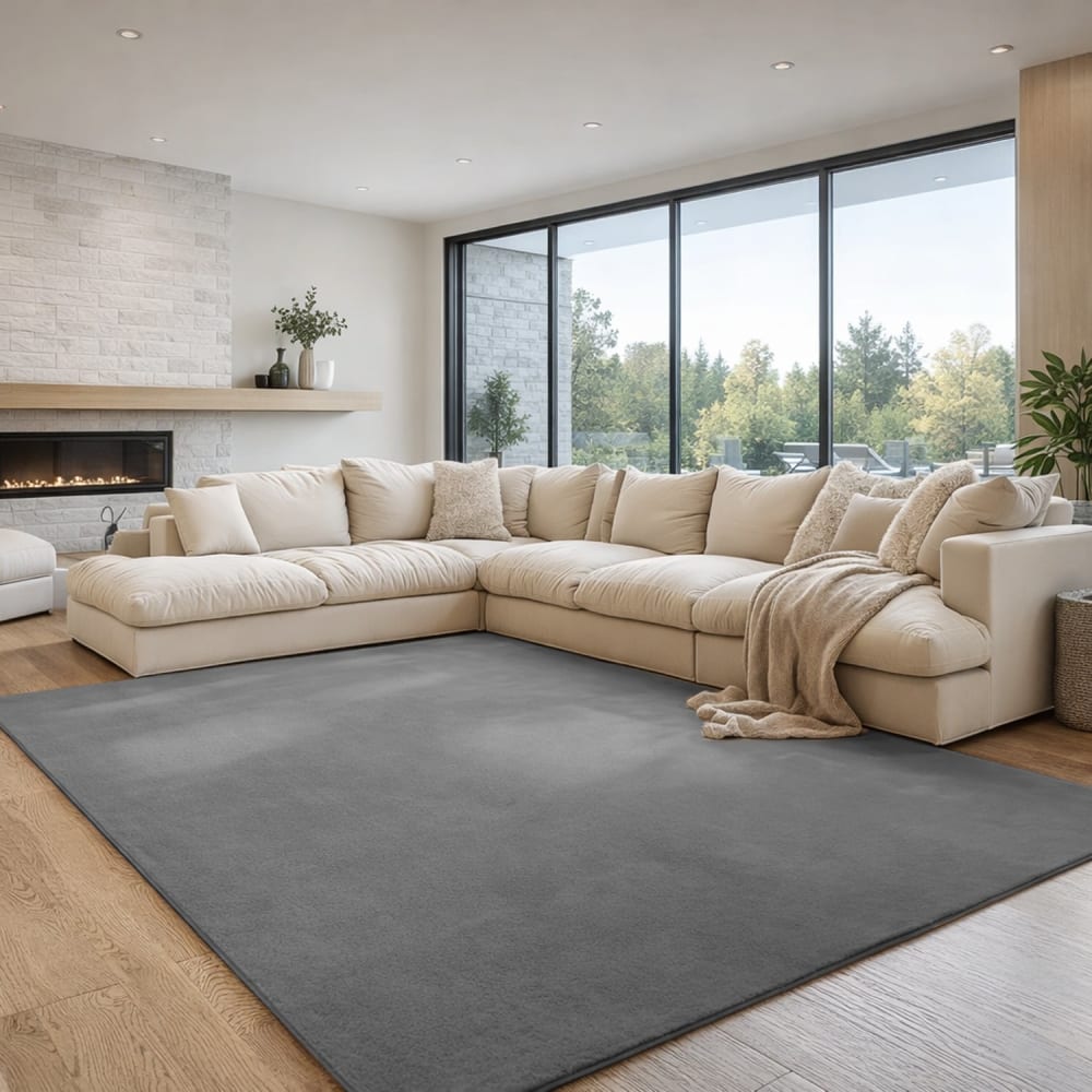 Tapis à poils doux lavable gris 240x340cm — vue 3
