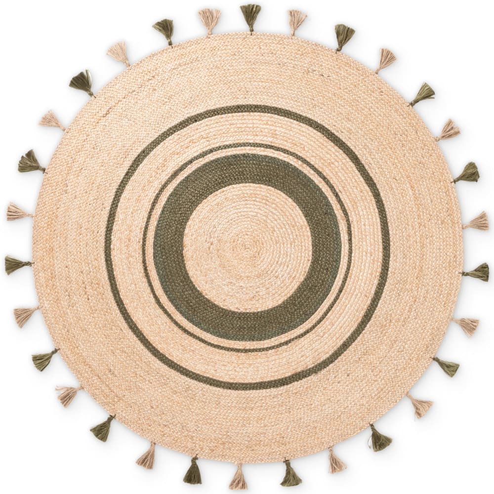 tapis rond en jute pompon - 200cm