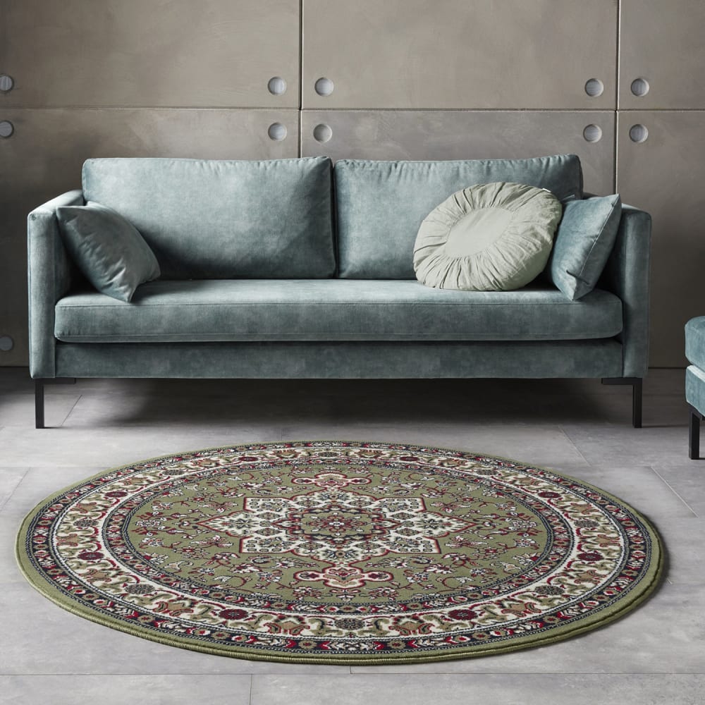 Tapis rond oriental shiraz vert multi 160cm — vue 3