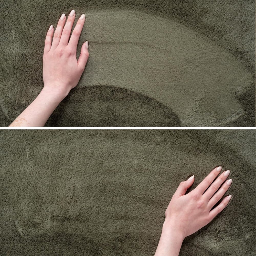 Tapis rond à poils doux lavable vert 160x160cm — vue 4