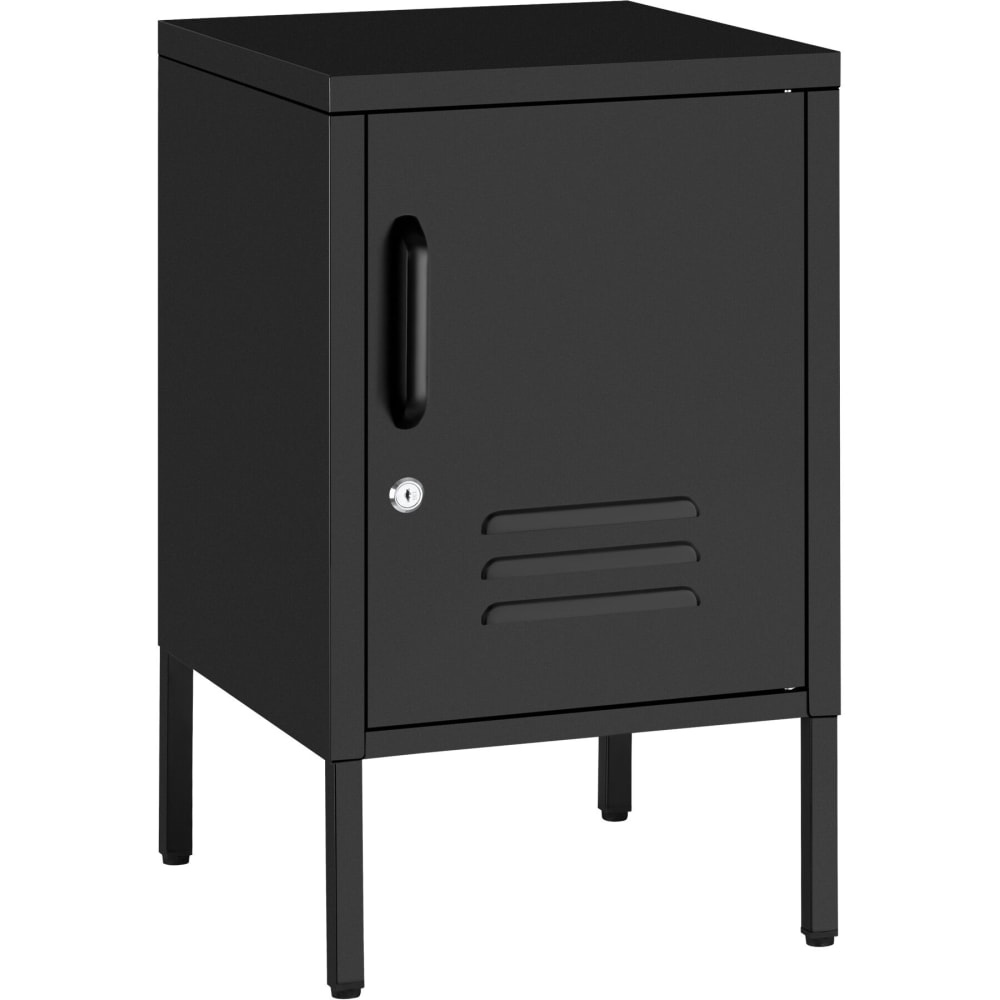 Table de chevet métal, 2 compartiments, porte verrouillable, noir Table de chevet métal, 2 compartiments, porte verrouillable, noir