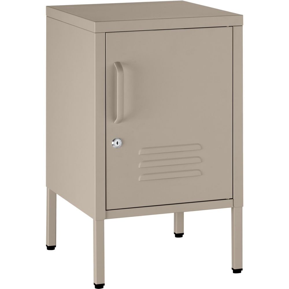 Table de chevet, métal, 2 compartiments, porte verrouillable, taupe Table de chevet, métal, 2 compartiments, porte verrouillable, taupe