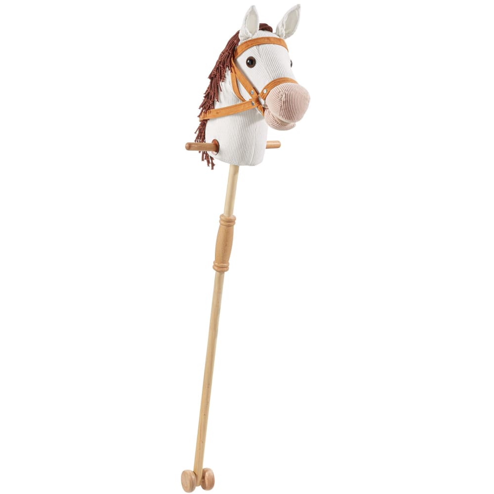 Cheval à bascule avec bâton en bois blanc 103 cm, à partir de 24 mois