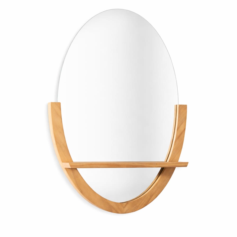 Miroir anita de salle de bain ovale en teck massif