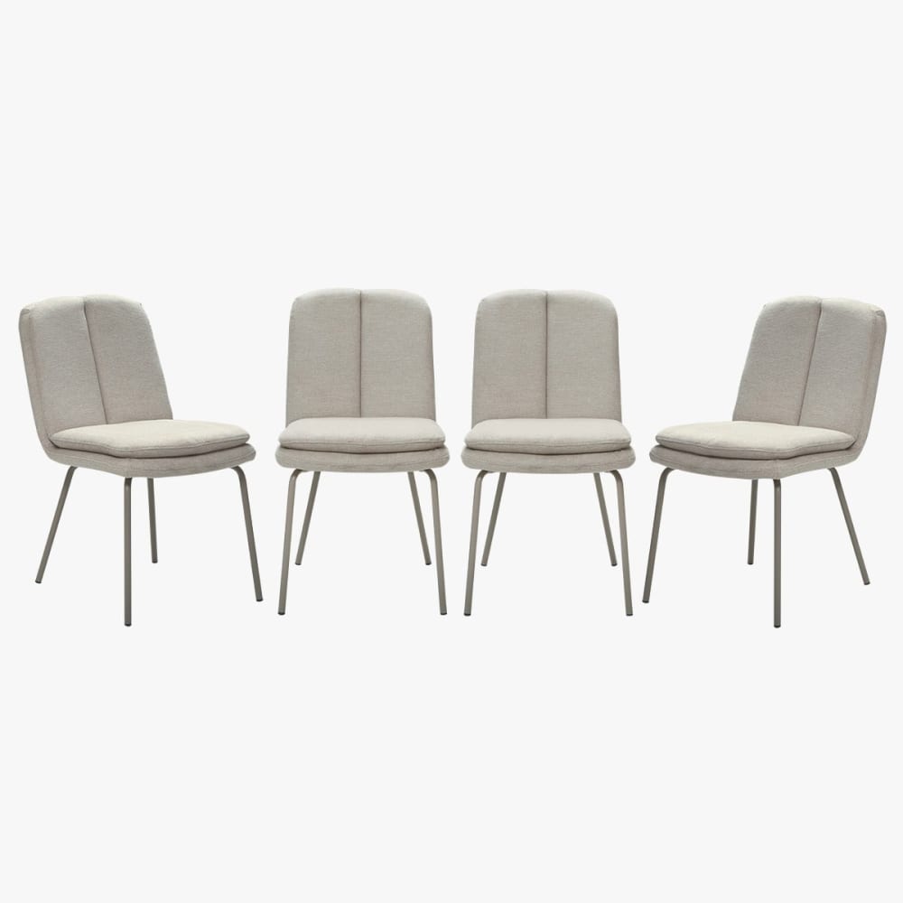 Chaises en lot de 4 tissu et pieds en métal beige h85 cm Chaises en lot de 4 tissu et pieds en métal beige h85 cm