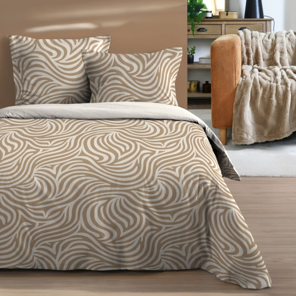 Parure de couette 100% coton 57 fils imprimée 260x240cm 2 taies