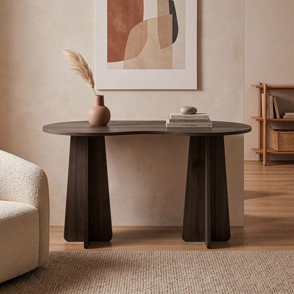 Schreibtisch mit organisch-form L120 cm - Nussbaumdekor - Maisons