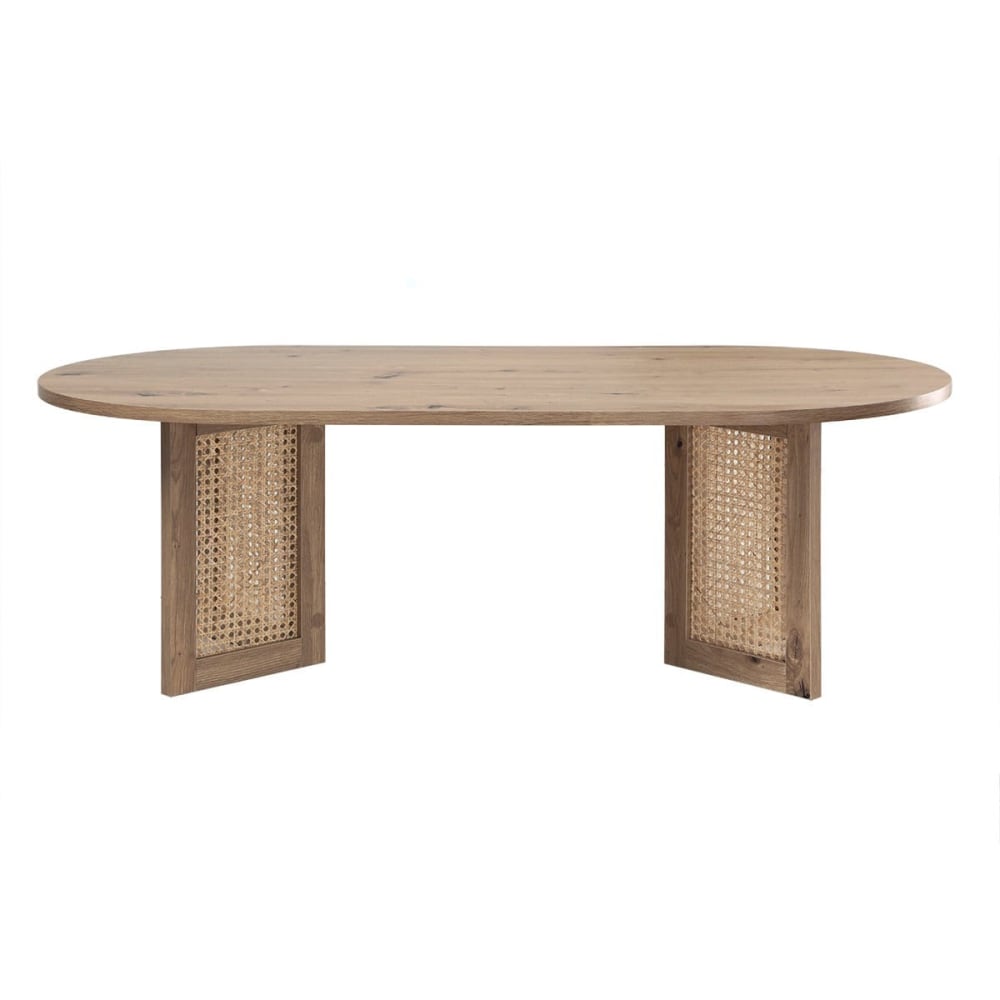 Table basse ovale avec piètements rotin L120 cm