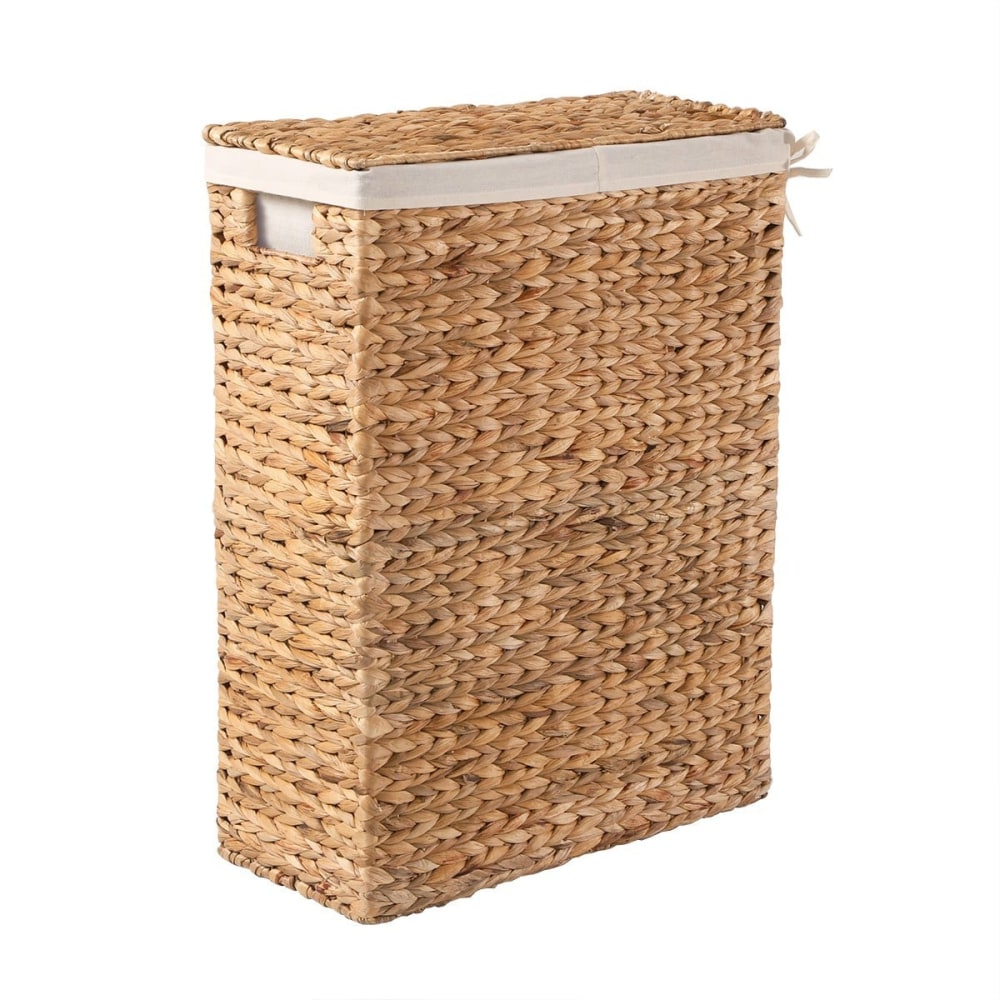 Panier à linge étroit avec couvercle en jacinthe d'eau l21 cm — Beyit