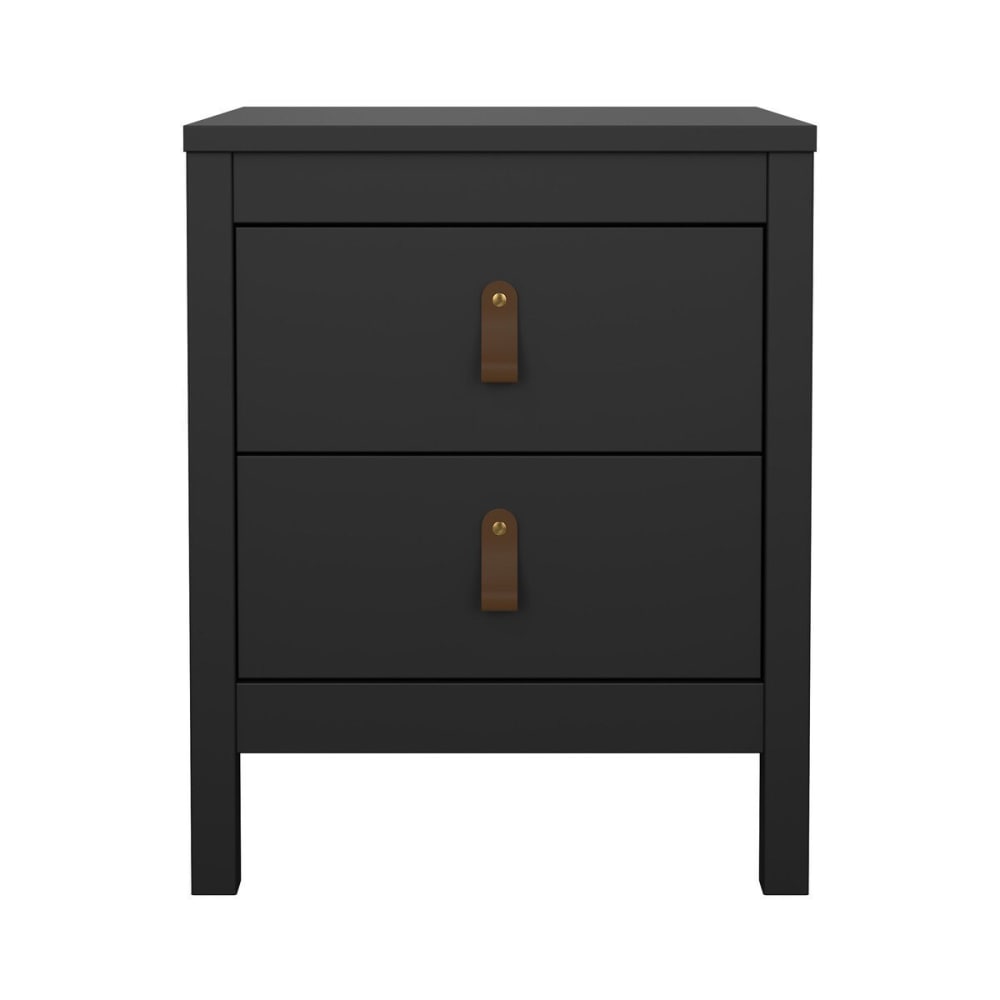 Table de chevet 2 tiroirs noir mat L43,8 cm
