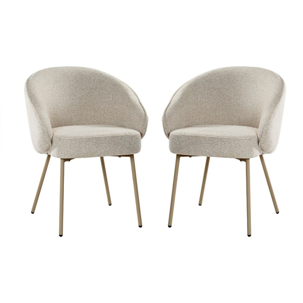 Lot de 2 chaises en tissu et pieds en métal beige h81 cm Lot de 2 chaises en tissu et pieds en métal beige h81 cm