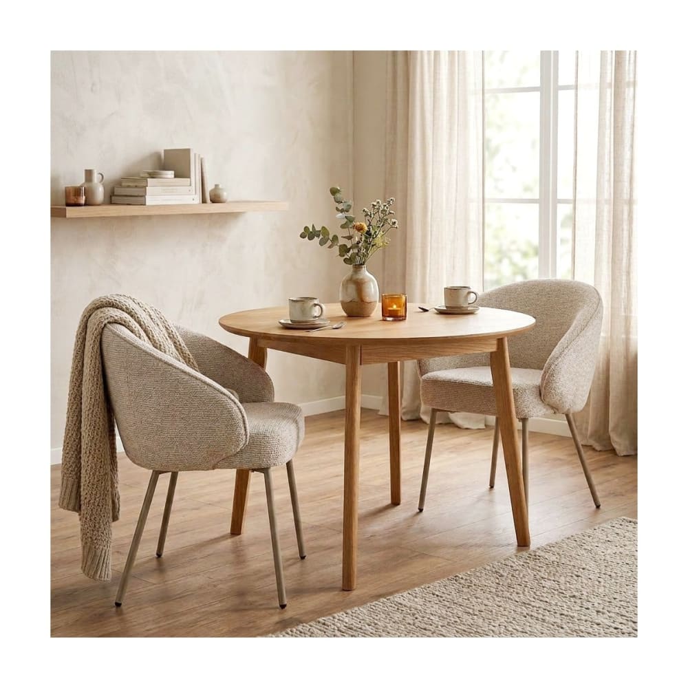 Stühle 2er-Set aus Stoff Beine aus Metall beige H81 cm - Maisons