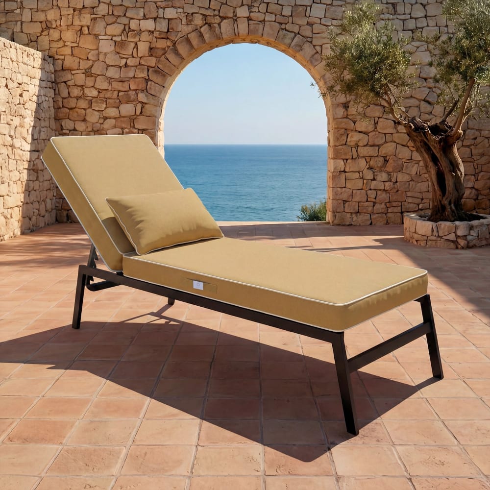 Coussin bain de soleil premium 190x60 cm avec coussin  - Moka