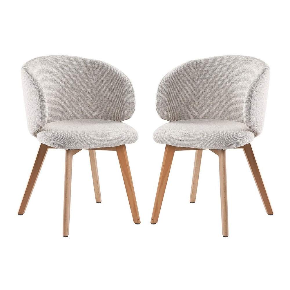 Lot de 2 chaises en tissu et pieds en hêtre massif h79 cm - beige Lot de 2 chaises en tissu et pieds en hêtre massif h79 cm - beige