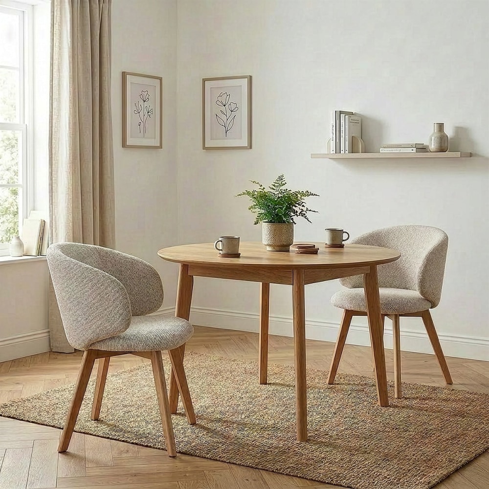 Stühle 2er Set stoff mit massiven Holzfüßen H79 cm - Maisons Du