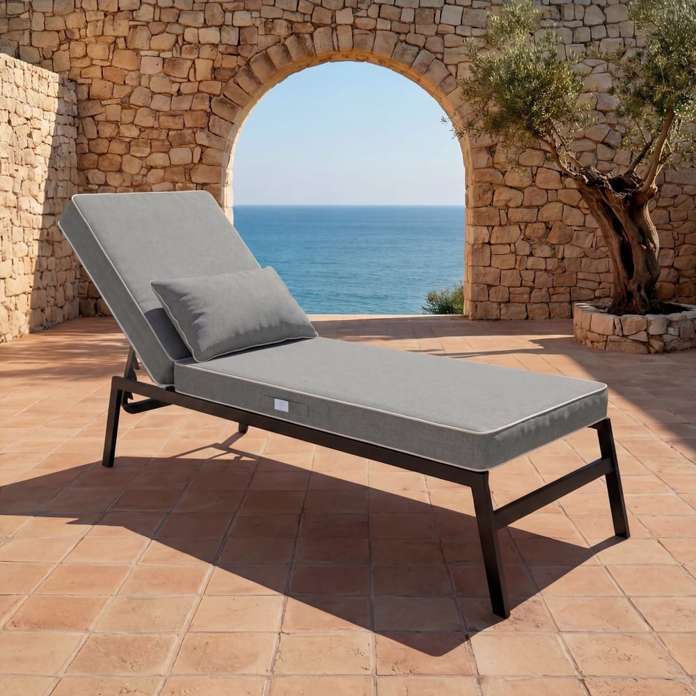 Coussin bain de soleil premium 190x60 cm avec coussin  - Gris clair