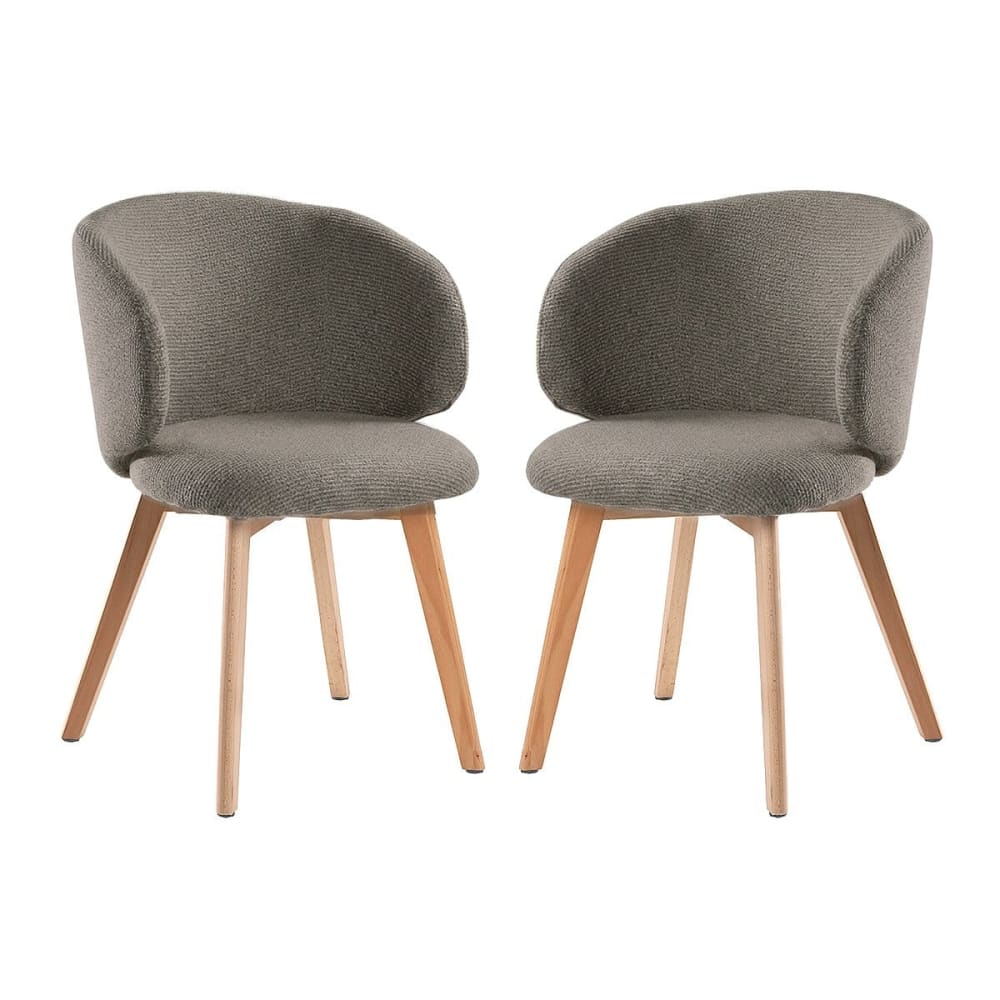 Calicosy Stühle 2er Set stoff mit massiven Holzfüßen H79 cm style modern Braun