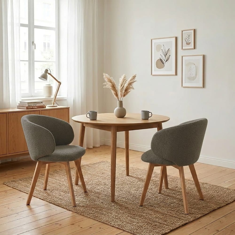 Stühle 2er Set stoff mit massiven Holzfüßen H79 cm - Maisons Du