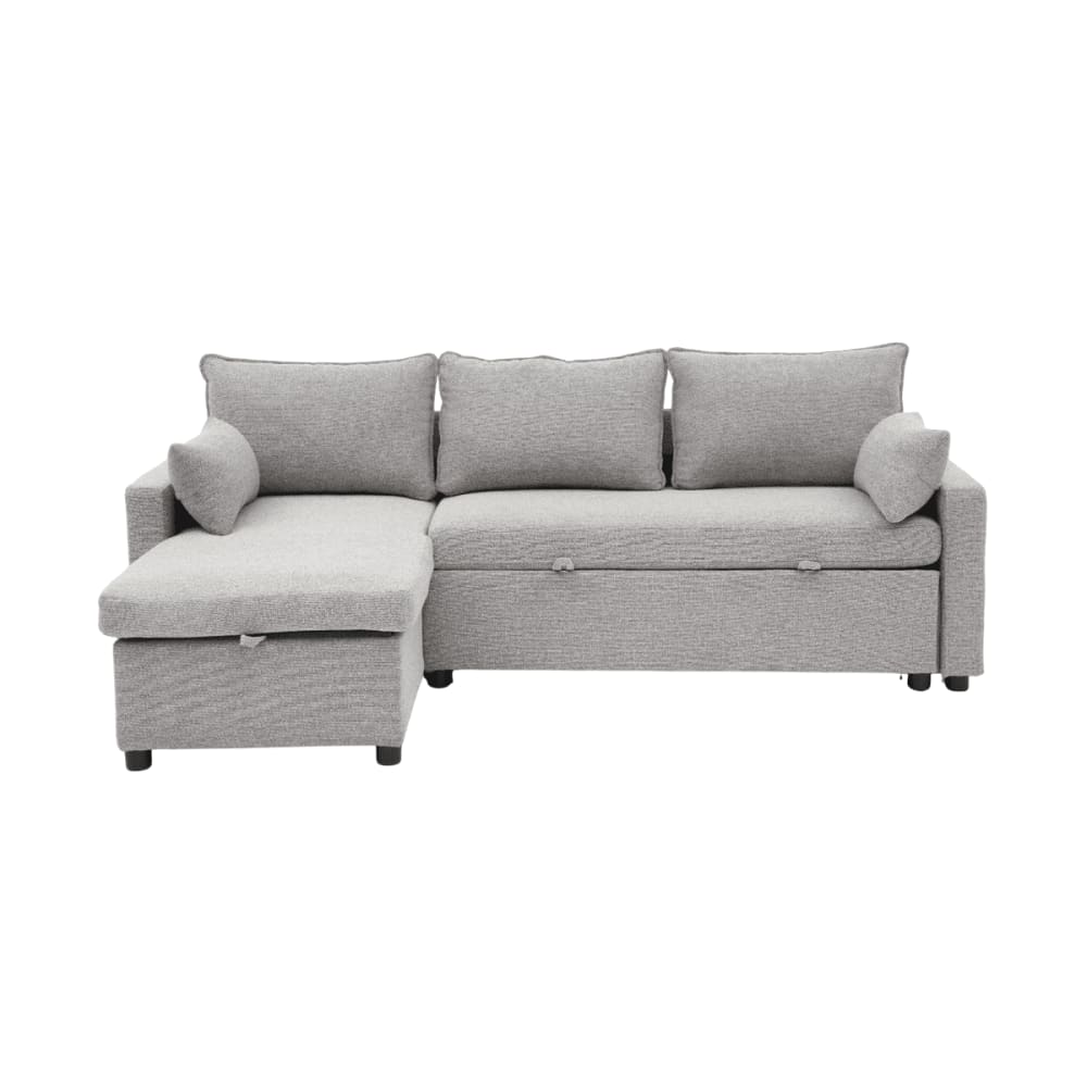 Canapé convertible 3 places en tissu L219 cm - Gris