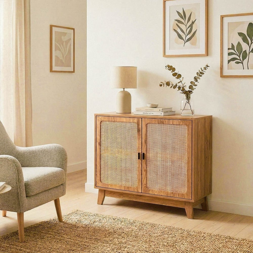 Sideboard mit 2 Türen aus natürlichem Rattan B80 cm - Maisons Du