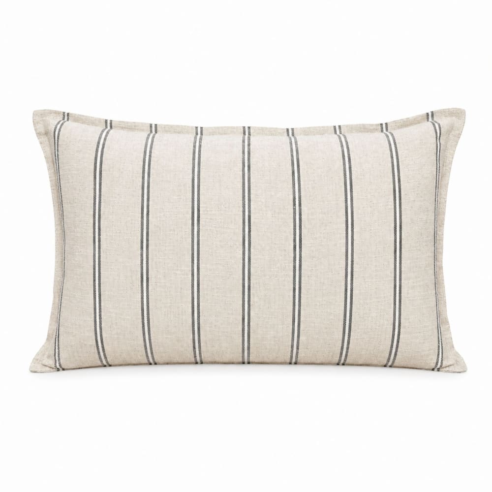 Housse de coussin 100% coton rayures rustiques lourmarin beige 45x70