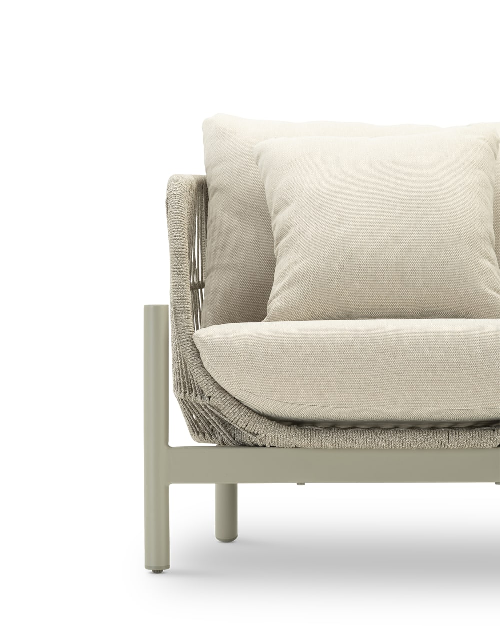 Gartenset 4-Sitzer beige Seil mit Fußstütze und 2 Tische in