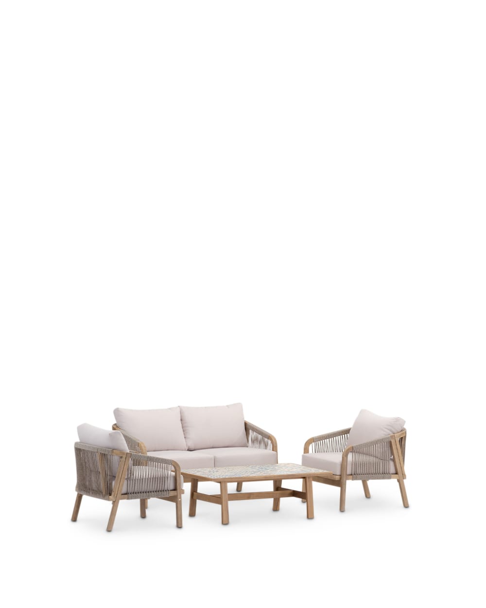 Ensemble de jardin 4 places avec table basse en céramique