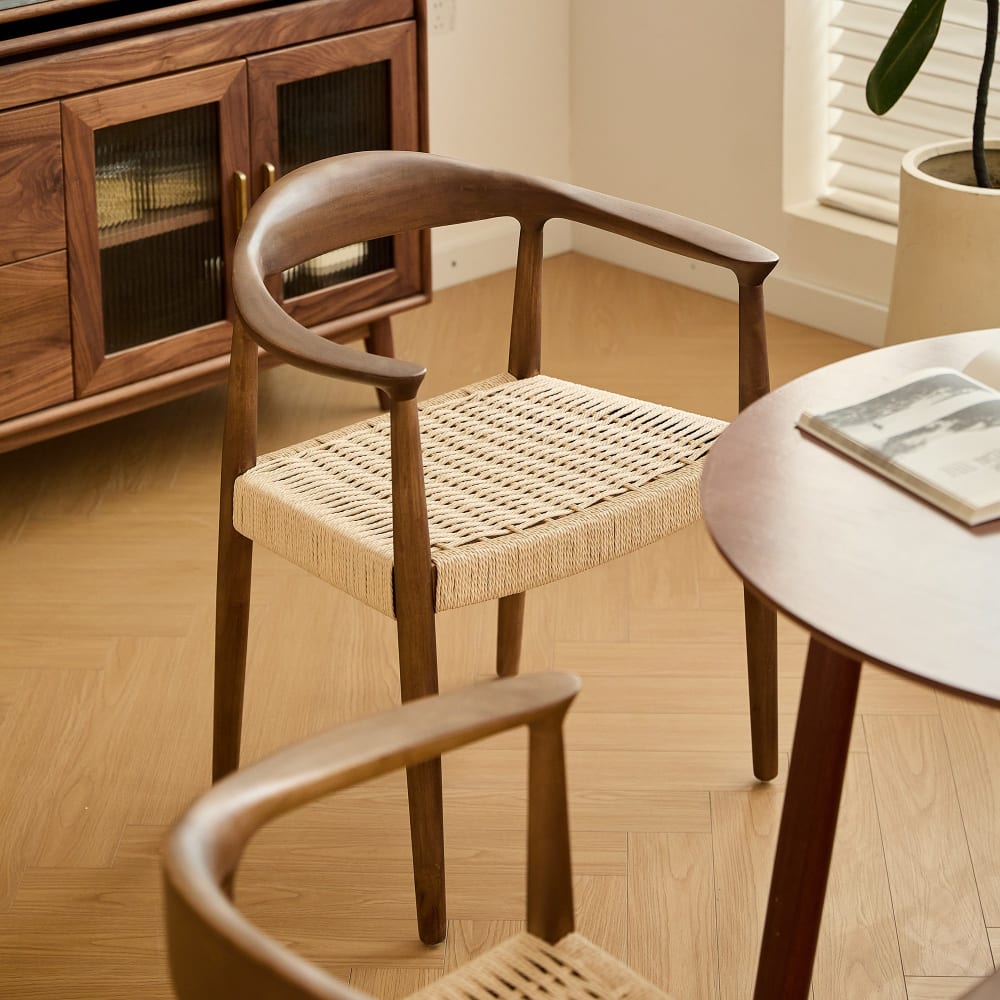 Nordlys Esszimmerstühle (2er Set) aus dunklem Holz und Seil style exotic Braun Holz
