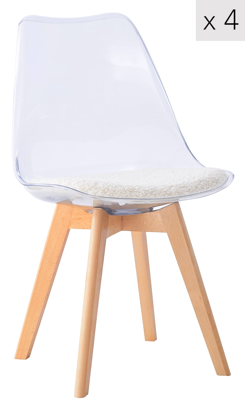 Transparente Esszimmerstühle (4er Set) aus Holz und Polypropylen