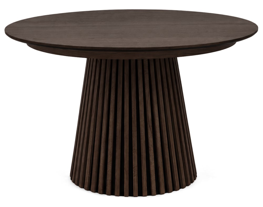 Freya - table à manger ronde extensible - effet bois foncé - 4 à