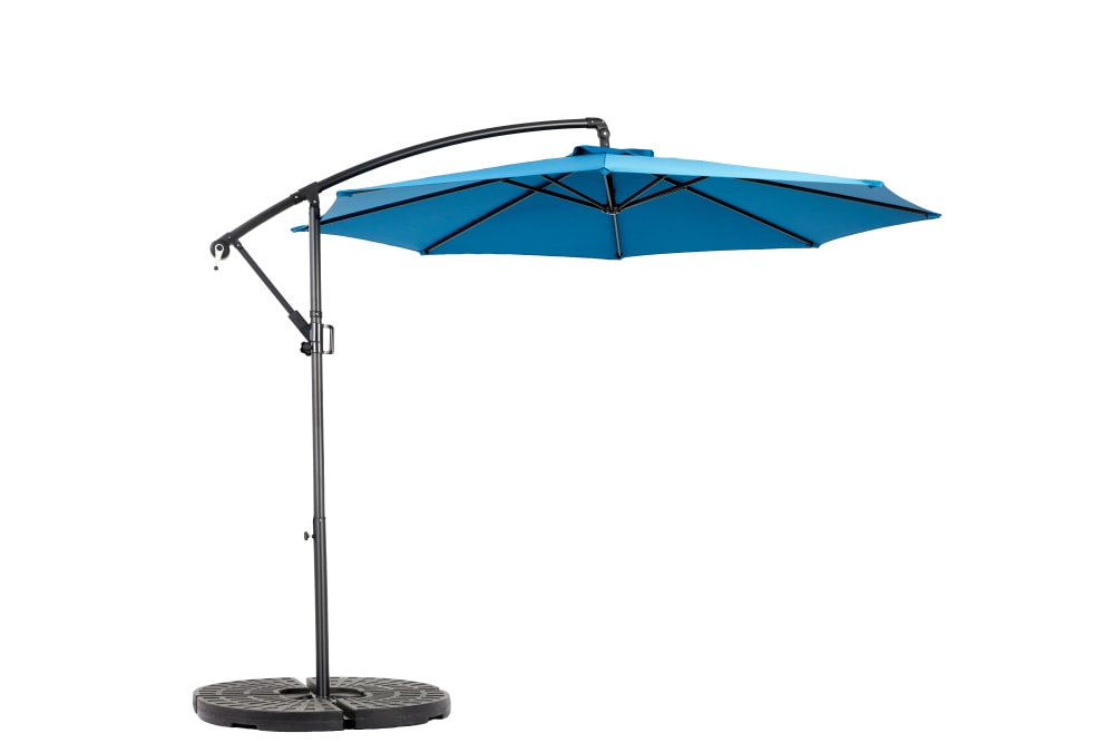 ComfortXL Doppelseitiger Sonnenschirm 450 cm mit Kurbel aus Stahl in Dunkelblau - Pes - Polyester