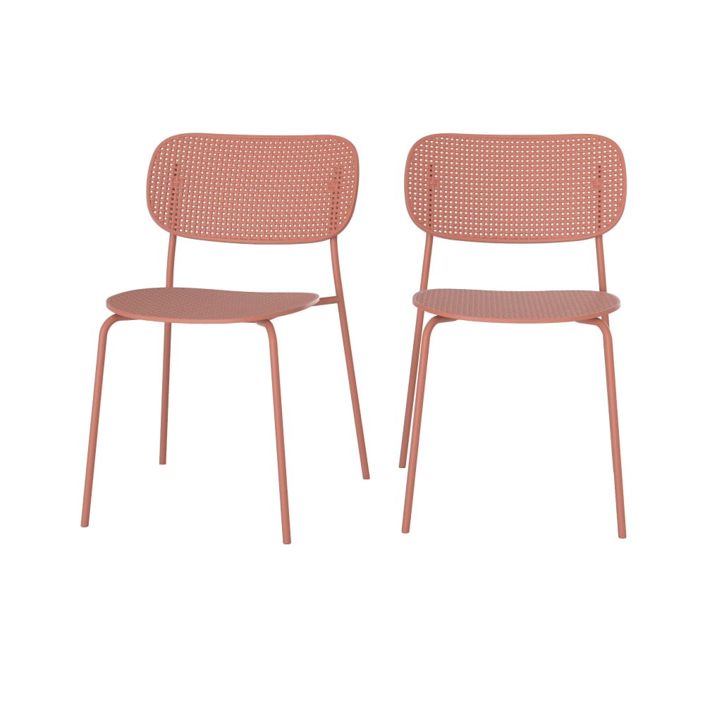 Lot 2 chaises jardin - vieux rose
