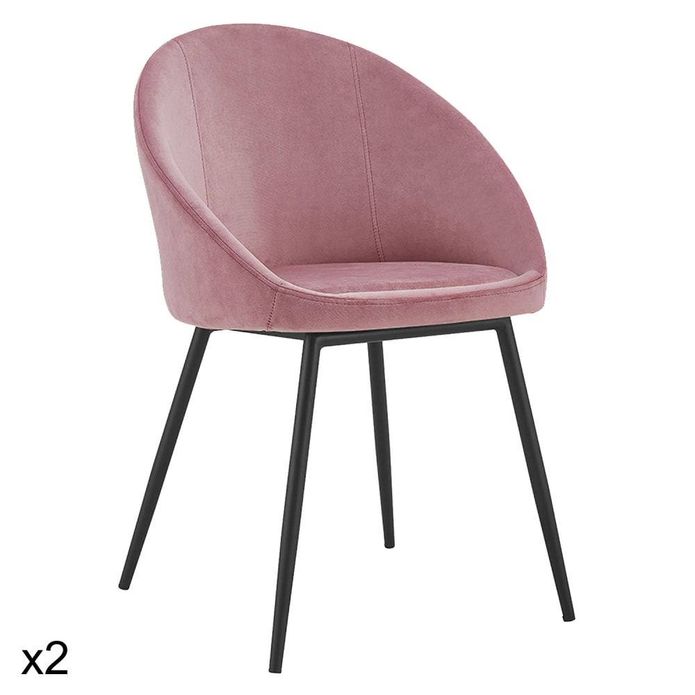 lot de 2 chaises vintage - velours rose