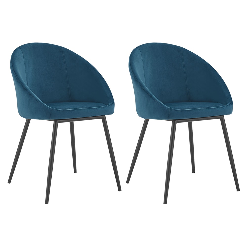 2er Set Vintage-Stühlen aus blauem Samt - Maisons Du Monde
