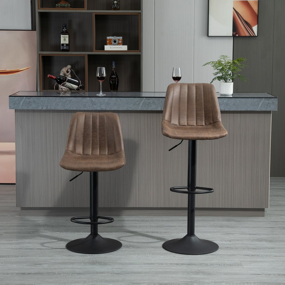 Tabouret de bar réglable métal marron