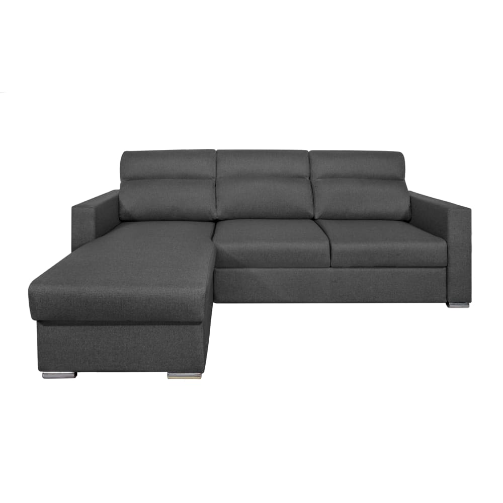 Canapé d'angle réversible convertible en tissu - Gris foncé