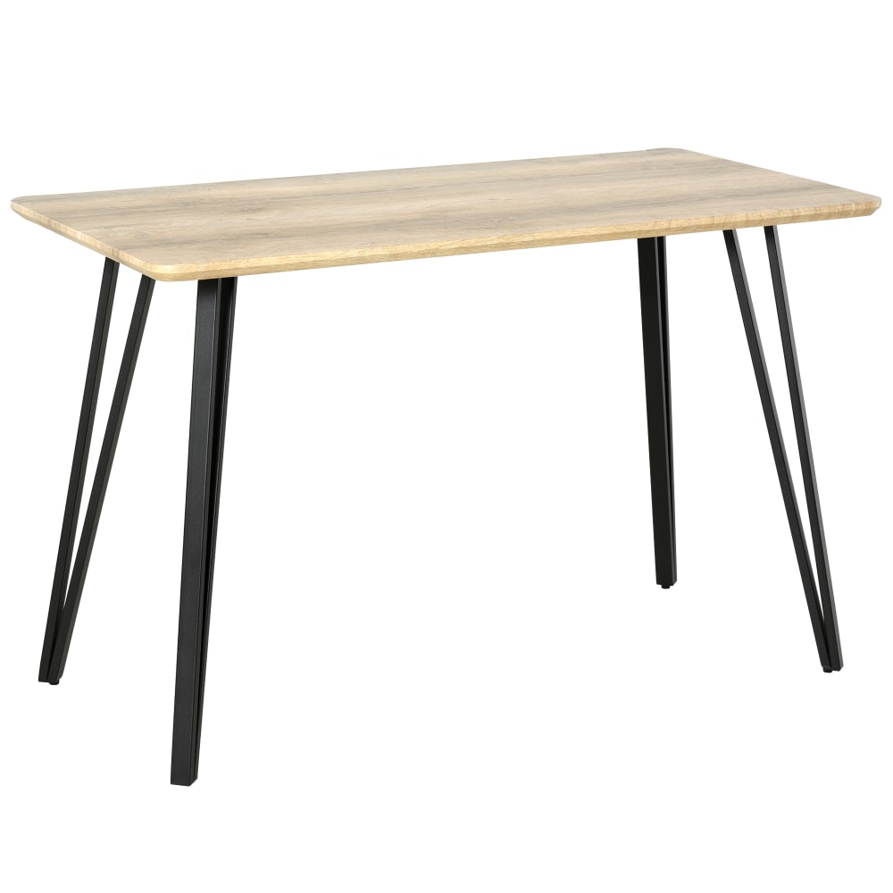 Table à manger industriel pieds épingles plateau aspect chêne clair