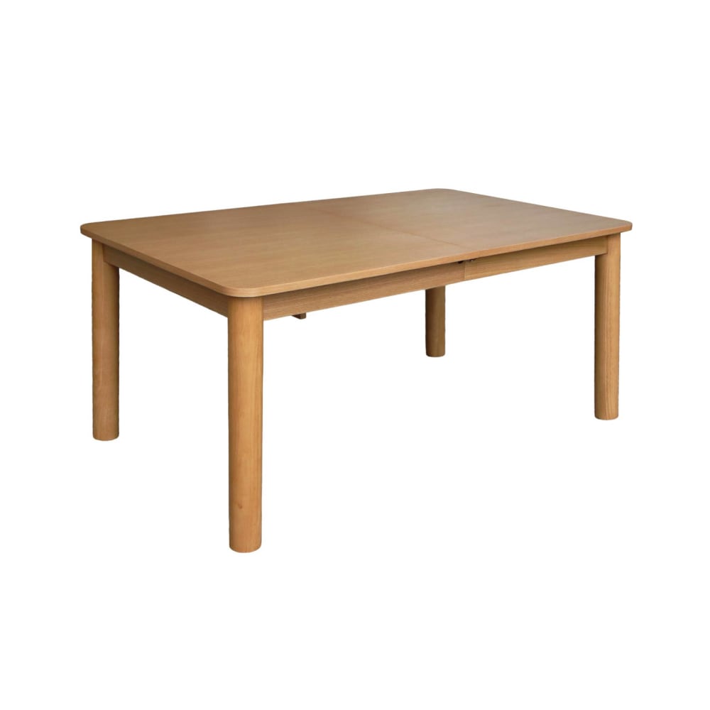 Table à manger extensible bois d'hévéa et placage chêne naturel 6 à 10
